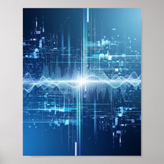 デジタルデータフロー – Tech Wall Art ポスター (正面)