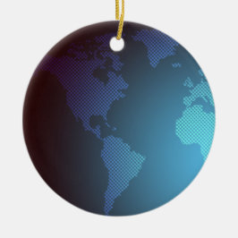 デジタルドット世界地図グラデーションアート セラミックオーナメント