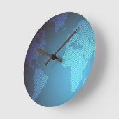 デジタルドット世界地図グラデーションアート ラウンド壁時計 (傾斜)