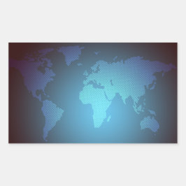 デジタルドット世界地図グラデーションアート 長方形シール