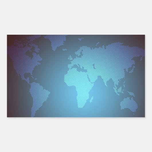 デジタルドット世界地図グラデーションアート 長方形シール (正面)
