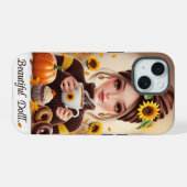 デジタルドール風イラストのスマホケース iPhone 15ケース (裏面横)