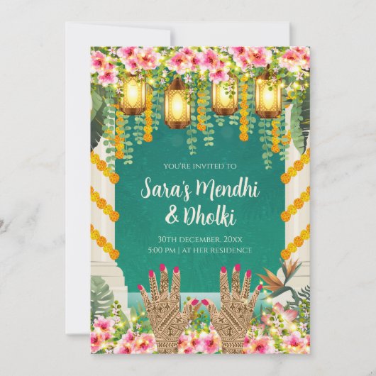 デジタルドholki招待状 イスラム教メヘンディ招待 招待状 (正面)