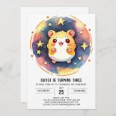 デジタルハッピーハムスター誕生日 招待状 (正面/裏面)