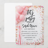 デジタルバラ金ゴールド誕生日パーティー招待選 招待状 (正面/裏面)