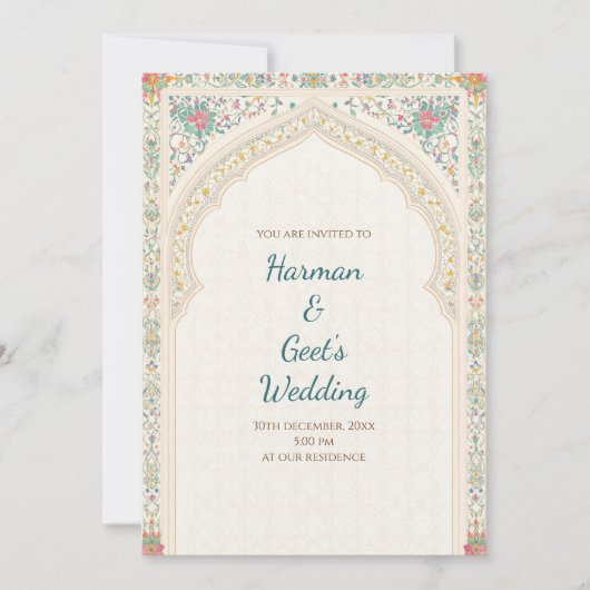 デジタルヒンズー式招待状 インドの結婚式カード 招待状 (正面)