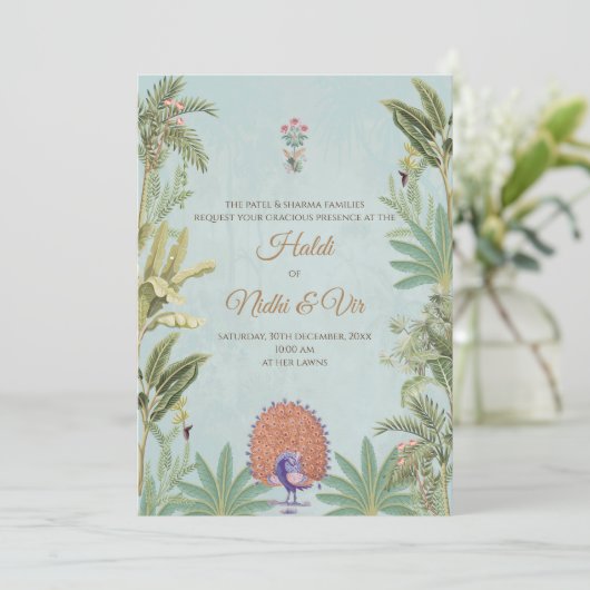 デジタルヒンズー教のカードとインディアン結婚式招待状 招待状 (スタンド正面)