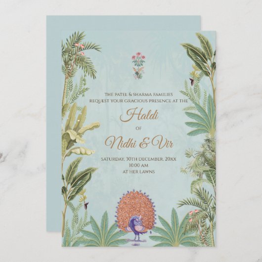 デジタルヒンズー教のカードとインディアン結婚式招待状 招待状 (正面/裏面)