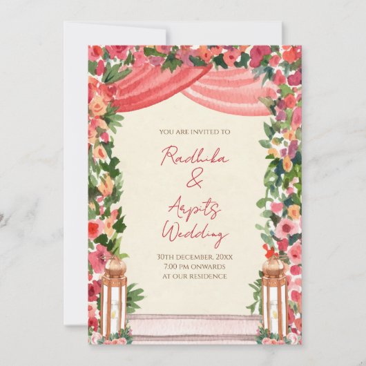 デジタルヒンズー教の招待状 インドの結婚式のカード 招待状 (正面)