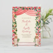 デジタルヒンズー教の招待状 インドの結婚式のカード 招待状 (スタンド正面)