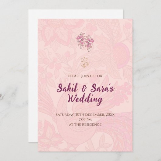 デジタルヒンドゥー教の招待インディアン結婚式招待状 招待状 (正面/裏面)