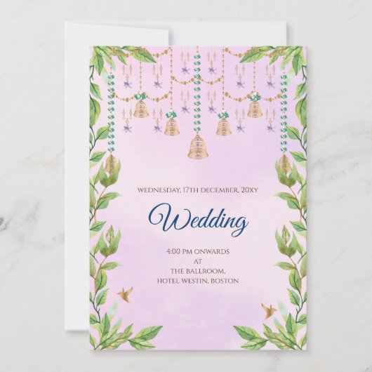 デジタルヒンドゥー教結婚式招待状結婚インディアン 招待状 (正面)