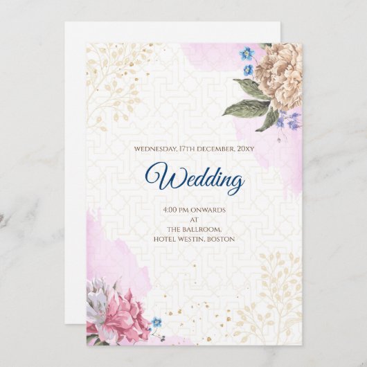 デジタルヒンドゥー教結婚式招待状結婚インディアン 招待状 (正面/裏面)