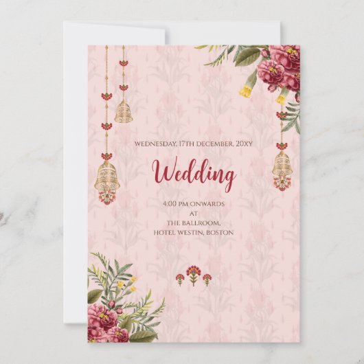 デジタルヒンドゥー教結婚式招待状結婚インディアン 招待状 (正面)