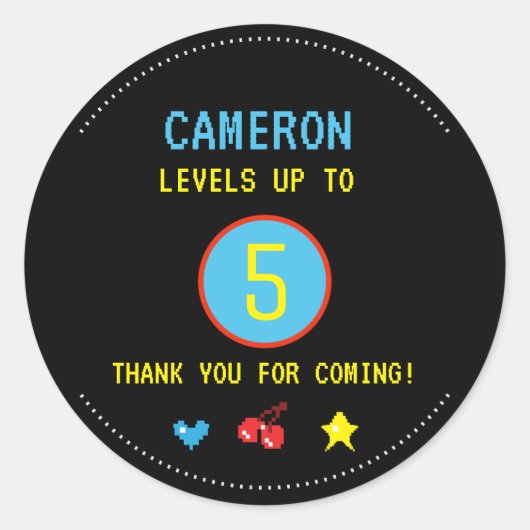 デジタルビデオゲーマー誕生日パーティーありがとう ラウンドシール (正面)