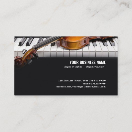 デジタルピアノの鍵のバイオリン 名刺 (裏面)