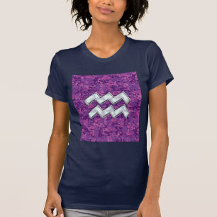 デジタルピンクのカムフラージュのアクエリアスの(占星術の)十二宮図の Tシャツ