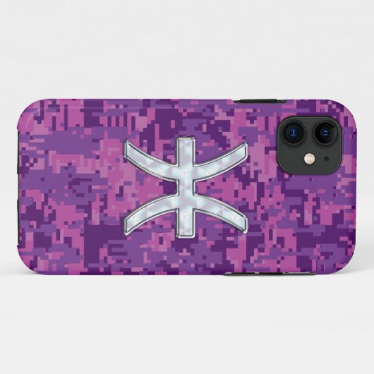 デジタルピンクのカムフラージュの魚類の(占星術の)十二宮図の記号 Case-Mate iPhoneケース (裏面(横))