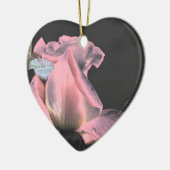 デジタルピンクのバラのつぼみの花のオーナメント セラミックオーナメント (左)