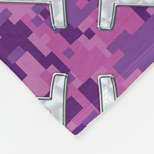 デジタルピンクの迷彩柄のジェミニ(占星術の)十二宮図の印 フリースブランケット (角)