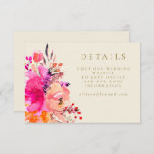 デジタルピンクウォーター色フローラ結婚のウェブサイト 招待状 (正面/裏面)