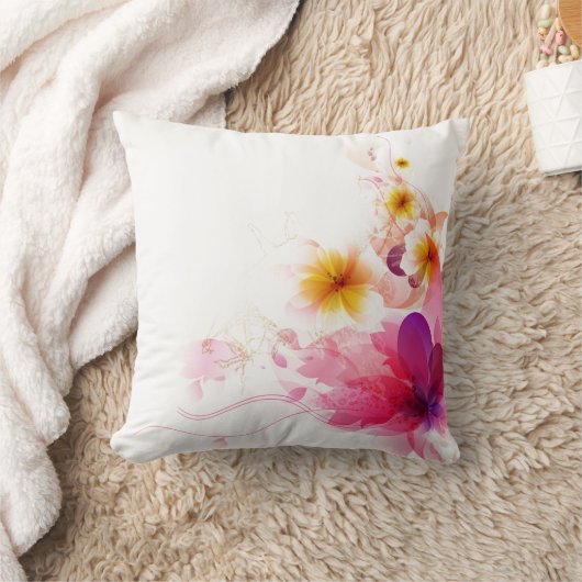 デジタルピンク花柄装飾用クッション クッション (ブランケット)