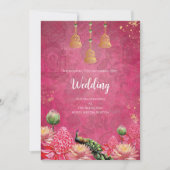 デジタルピーコック結婚式招待状インディアン結婚ズ 招待状 (正面)