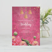 デジタルピーコック結婚式招待状インディアン結婚ズ 招待状 (スタンド正面)
