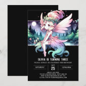 デジタルフォレストフェアリー誕生日 招待状 (正面/裏面)