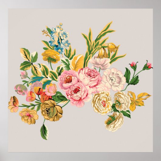 デジタルフラワーズウォーターイラストレーション。手動または ポスター (正面)