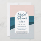 デジタルブライダルシャワー招待状ブルーピンクネイビー 招待状 (正面)