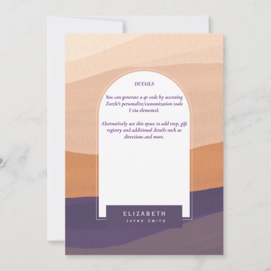 デジタルブライダルシャワー招待状紫オレンジ 招待状 (裏面)