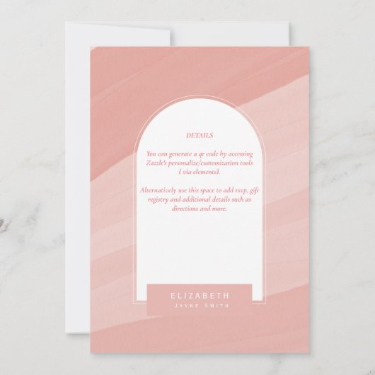 デジタルブライダルシャワー招待状赤面ダスティピンク 招待状 (裏面)