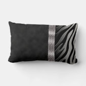 デジタルブラック&ホワイトスエードゼブラストライプ ランバークッション (裏面)