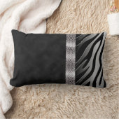 デジタルブラック&ホワイトスエードゼブラストライプ ランバークッション (ブランケット)