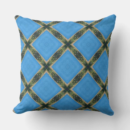 デジタルブルーグリーンアートパターン クッション (正面)