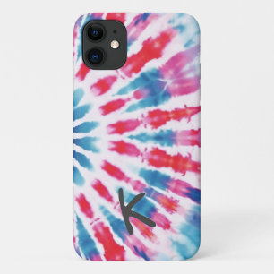 デジタルブルーピンク絞り染めiPhoneケース iPhone 11 ケース