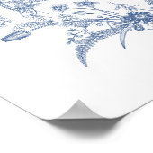 デジタルブルーフローラブライダルシャワーウェルカムサイン ポスター (角)