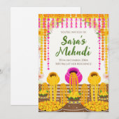 デジタルヘンナパーティーの招待状 & ハルディの招待 招待状 (正面/裏面)