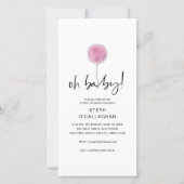 デジタルベビーシャワーピンクバルーン携帯電話Vite 案内状 (正面)