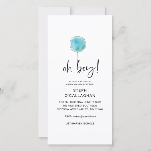 デジタルベビーシャワーブルーバルーン携帯電話Vite 案内状 (正面)