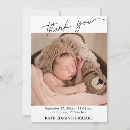 デジタルベビー誕生発表テンプレートありがとうございます 案内状 (正面)