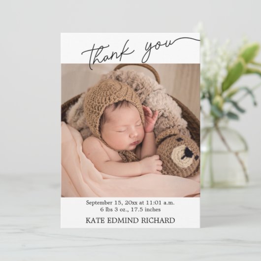 デジタルベビー誕生発表テンプレートありがとうございます 案内状 (スタンド正面)