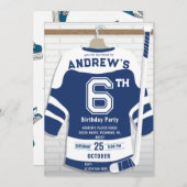 デジタルホッケー誕生日パーティーのパーソナライズ 招待状 (正面/裏面)