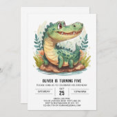 デジタルボヘミアンクロコダイル誕生日 招待状 (正面/裏面)