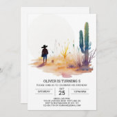 デジタルボホカウボーイ誕生日 招待状 (正面/裏面)