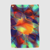 デジタルポリッシュテクスチャの強烈なオレンジ色の花 ゴルフタオル (正面)