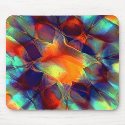 デジタルポリッシュテクスチャの強烈なオレンジ色の花 マウスパッド (正面)