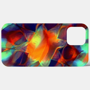 デジタルポリッシュテクスチャの強烈なオレンジ色の花 iPhone 13 PRO MAXケース