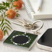 デジタルポータルバイナリコードホワイトグリーン1s 0s深海 キーホルダー (正面右)